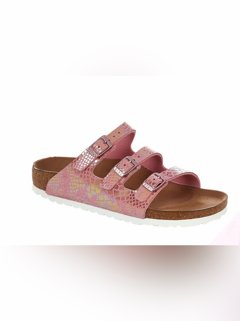 Pink Triple-Strap Cork Footbed Sandals